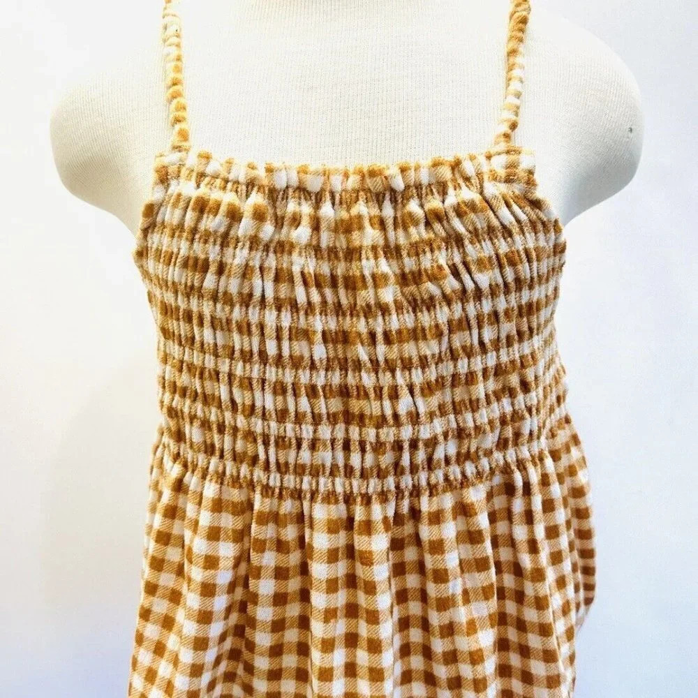 NWT SO Juniors Pullover Terry Cloth Smocked Peplum Plaid Shirred Tank Size XL